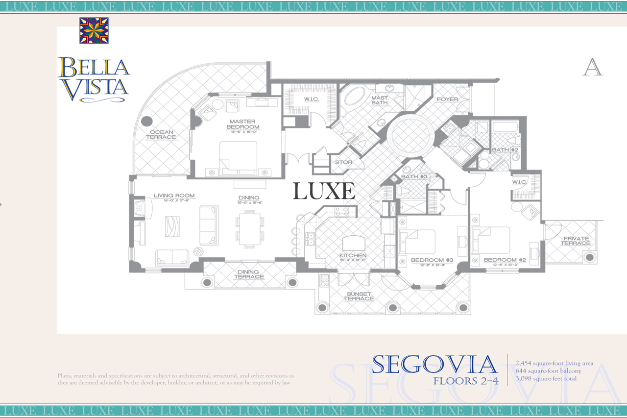 Segovia Floors 2-4 Unit 01 - 2515 S Atlantic Ave - Bella Vista Floor Plans Daytona Beach Shores - The LUXE Group 386.299.4043